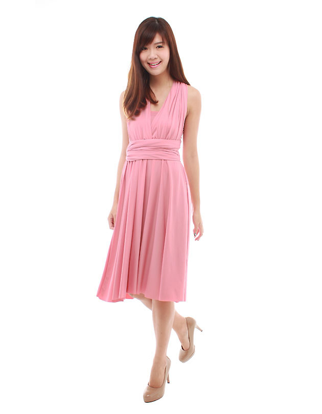 Cherie Convertible Classic Dress in Dusty Pink